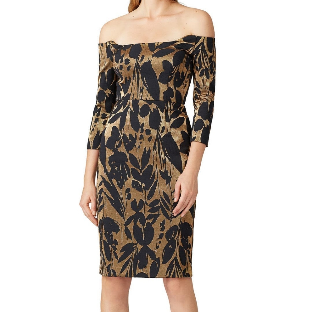 Trina Turk Size 4 Gold Black Dress NWT